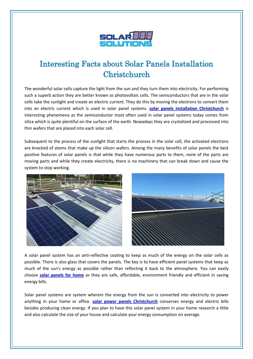 interesting facts about solar panels installation