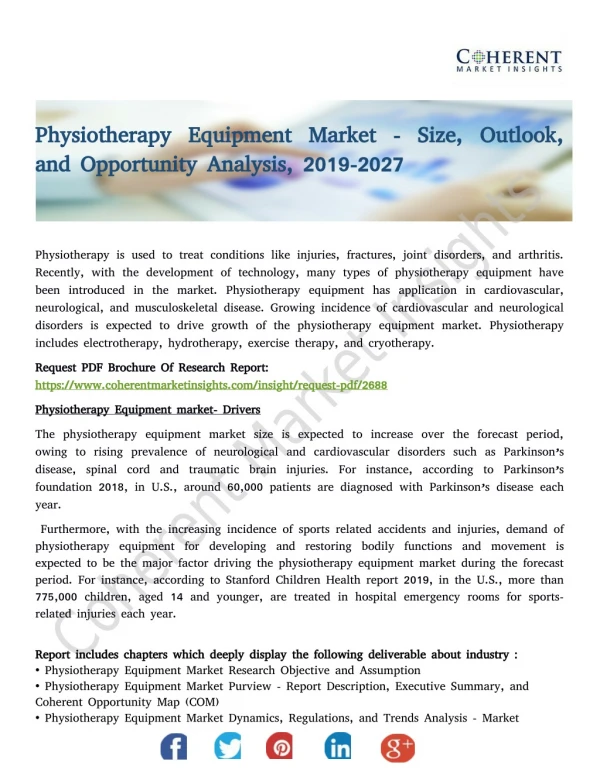 Physiotherapy Equipment Market - Size, Outlook, and Opportunity Analysis, 2019-2027