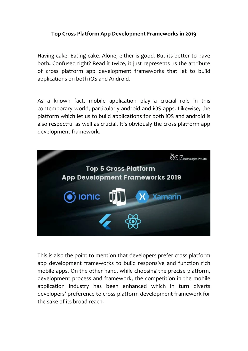 top cross platform app development frameworks