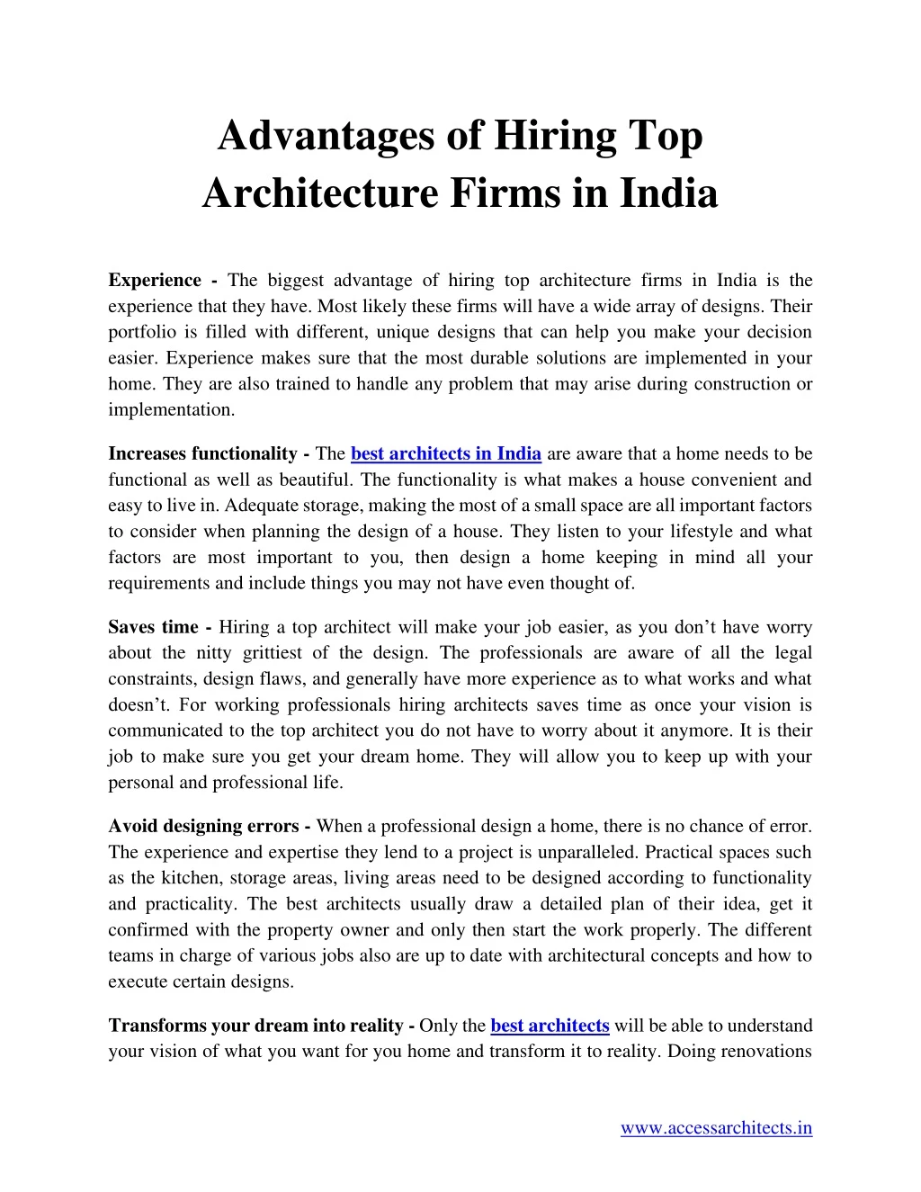 advantages of hiring top architecture firms