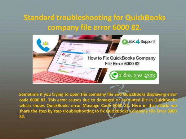 Are you getting "QuickBooks Company File Error 6000 82"?