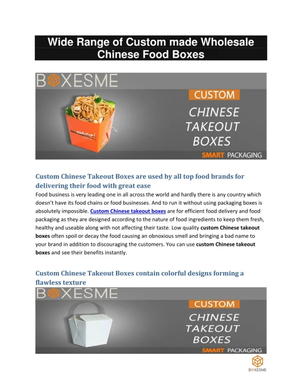 Custom Chinese takeout boxes