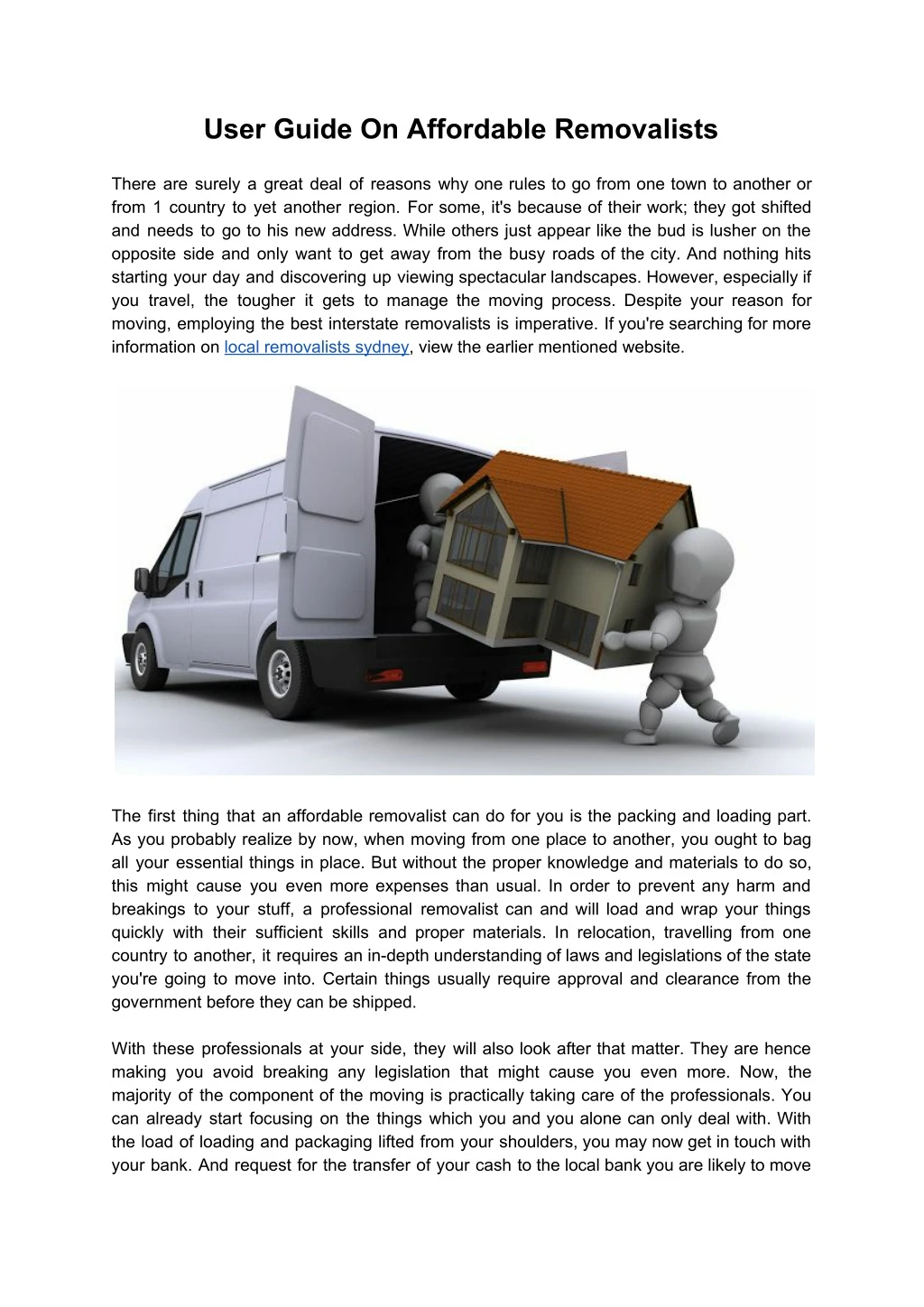 user guide on affordable removalists