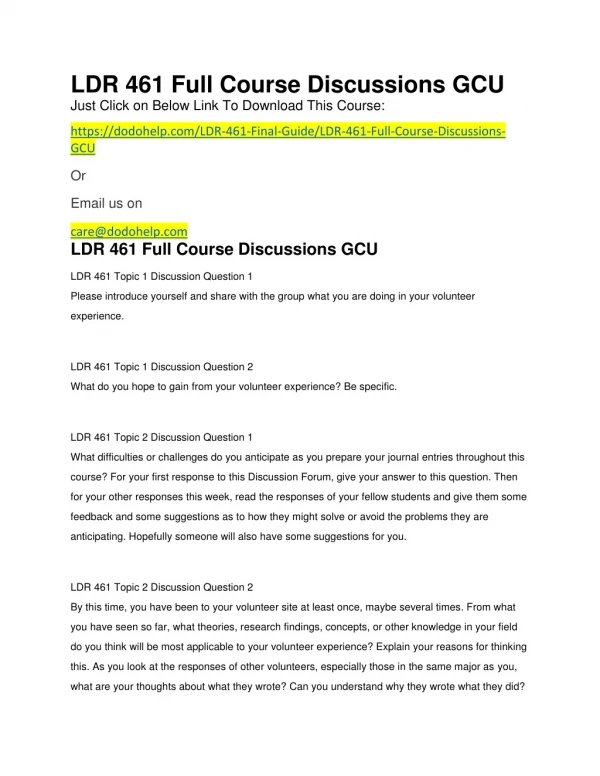 LDR 461 Full Course Discussions GCU