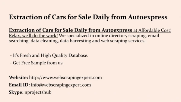 Extraction of Cars for Sale Daily from Autoexpress