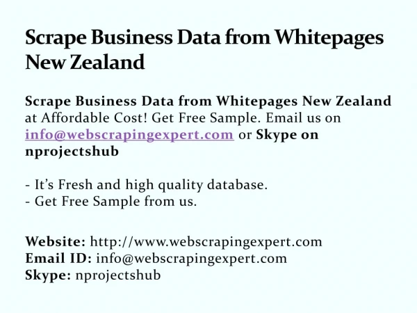 Scrape Business Data from Whitepages New Zealand