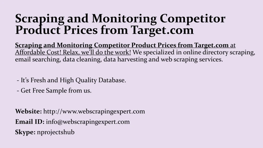 scraping and monitoring competitor product prices from target com