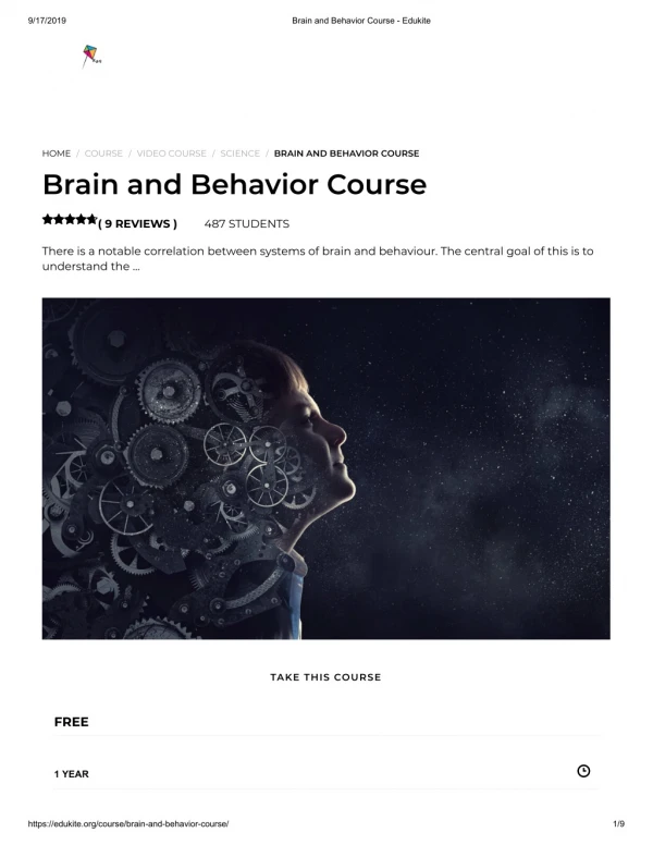 Brain and Behavior Course - Edukite