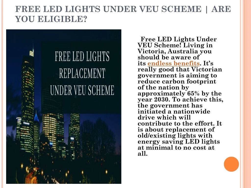 free led lights under veu scheme are you eligible