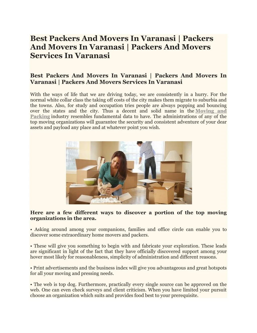 best packers and movers in varanasi packers