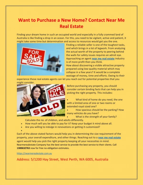 Want to Purchase a New Home? Contact Near Me Real Estate