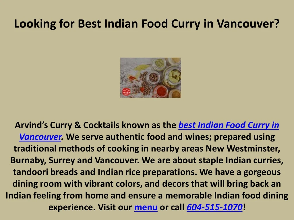 looking for best indian food curry in vancouver