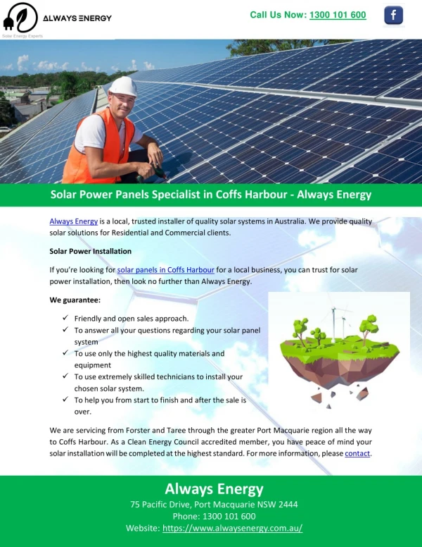 Solar Power Panels Specialist in Coffs Harbour - Always Energy