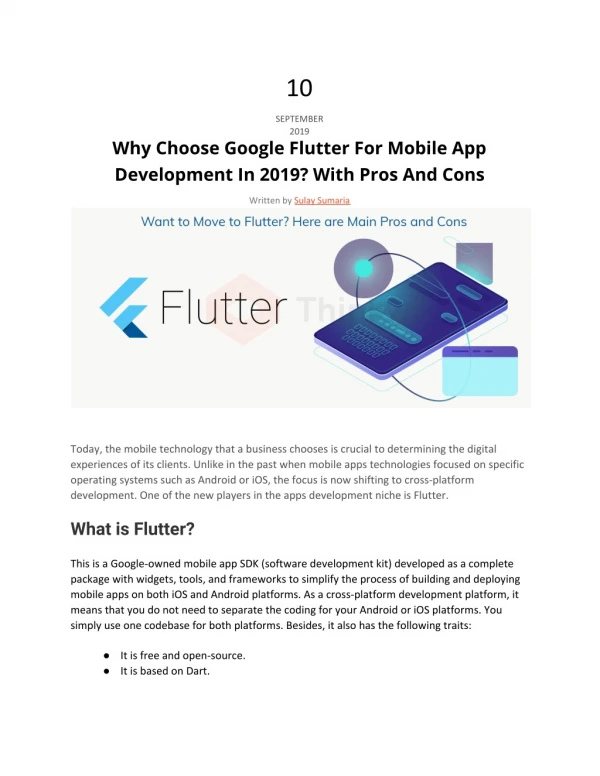 Why Choose Google Flutter For Mobile App Development In 2019? With Pros And Cons