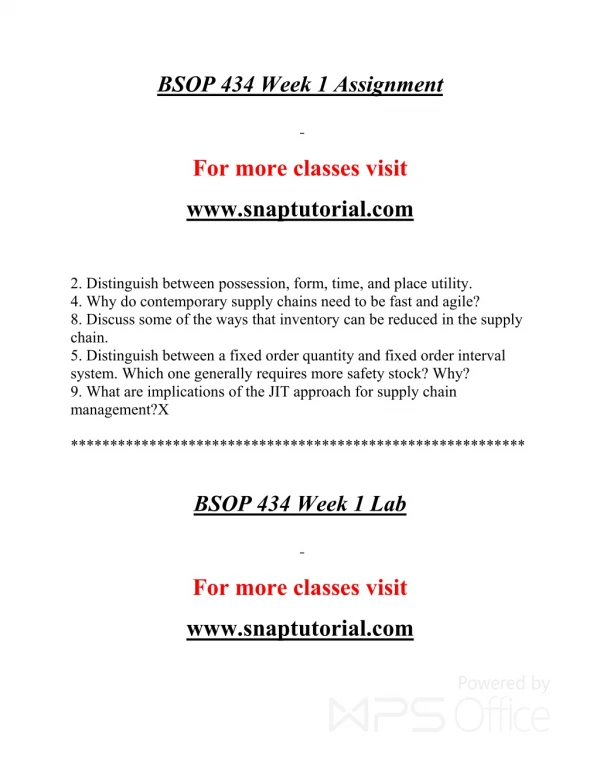 bsop 434 week 1 assignment