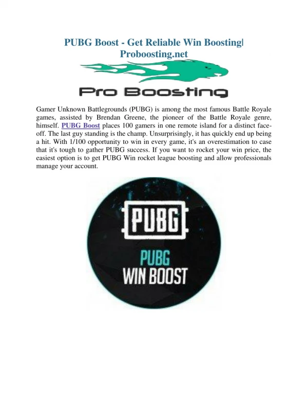 PUBG Boost - Get Reliable Win Boosting| Proboosting.net