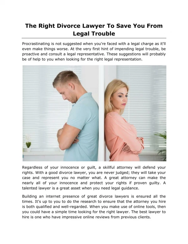 The Right Divorce Lawyer To Save You From Legal Trouble