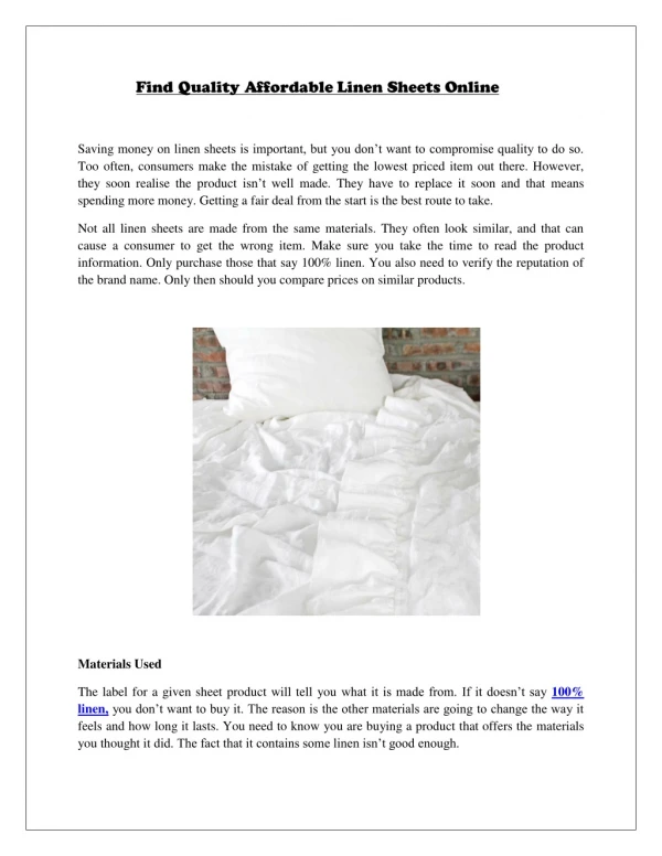 Find Quality Affordable Linen Sheets Online