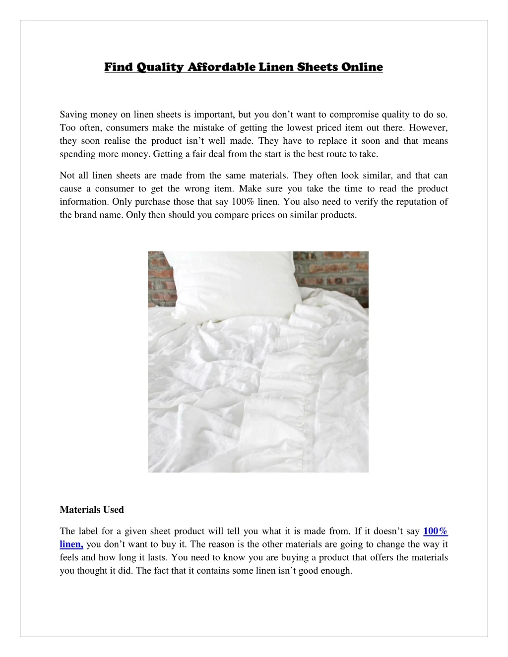 saving money on linen sheets is important