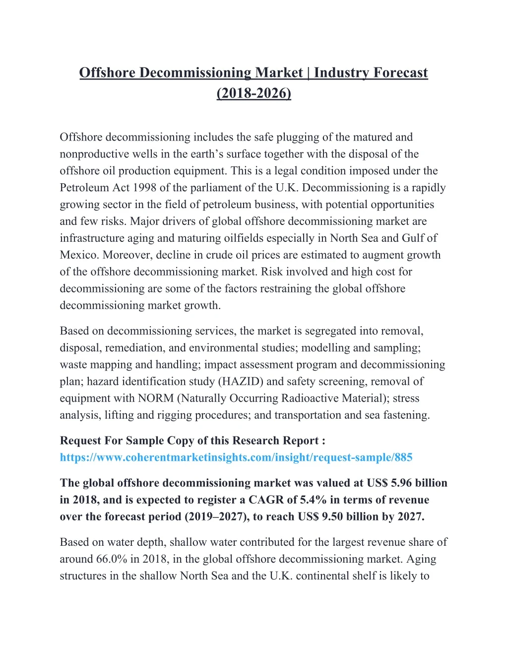 offshore decommissioning market industry forecast