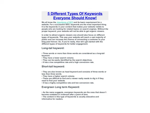 5 Different Types Of Keywords Everyone Should Know!