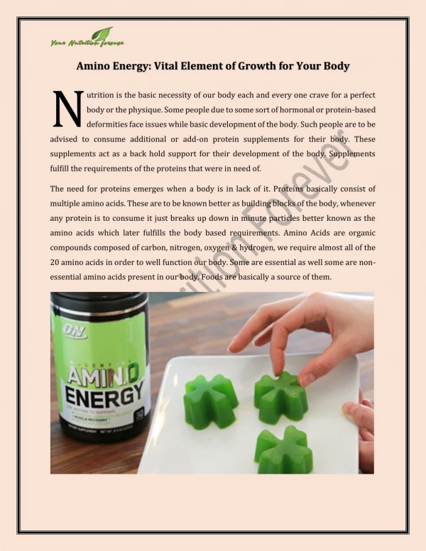 Amino Energy Benefits : Vital Element of Growth for Your Body