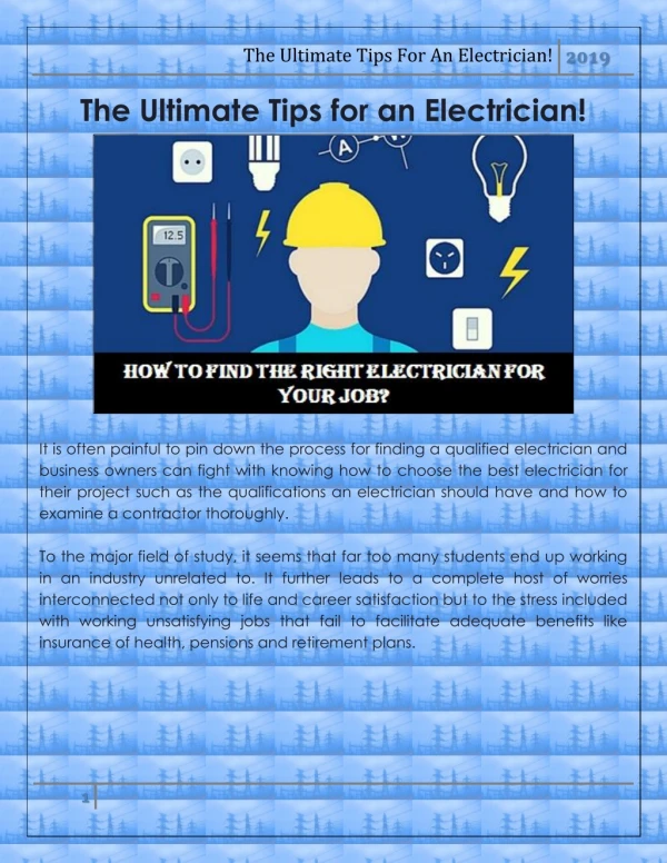 The Ultimate Tips for an Electrician!