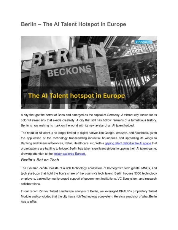 Berlin – The AI Talent Hotspot in Europe