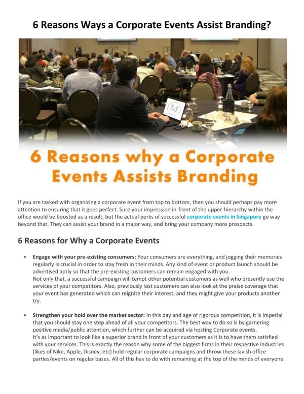 6 Reasons Ways A Corporate Events Assist Branding?