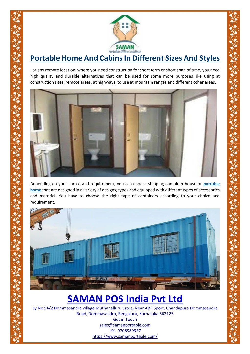 portable home and cabins in different sizes