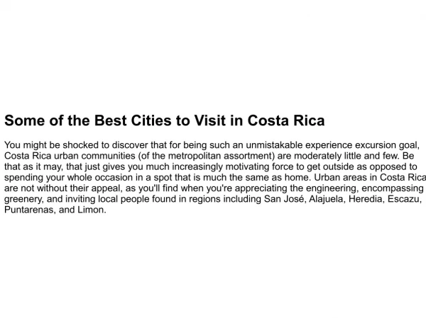 best cities in Costa Rica