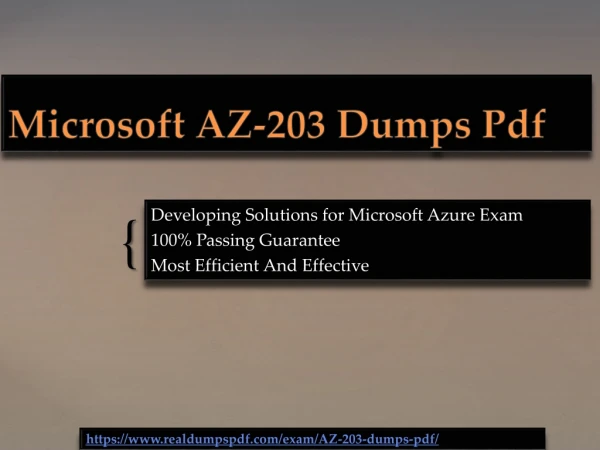 Reliable And Unique And Microsoft AZ-203 Dump sPdf