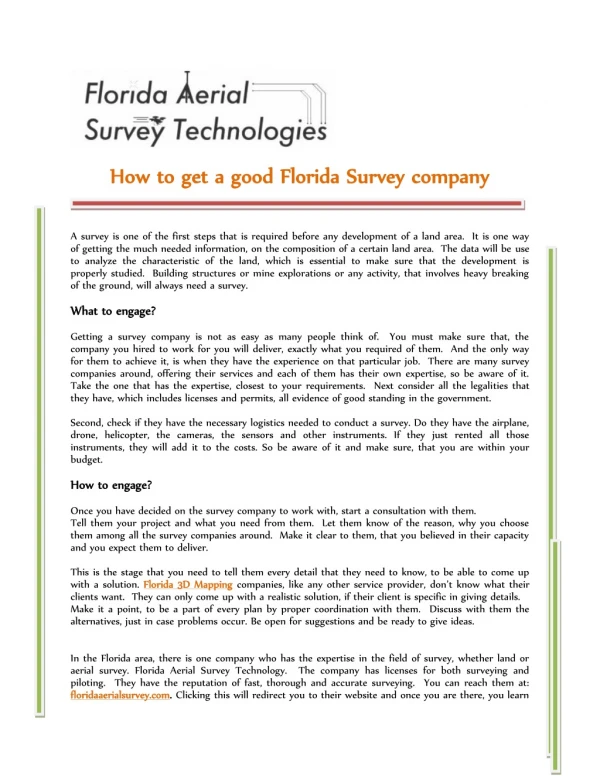 How to get a good Florida Survey company