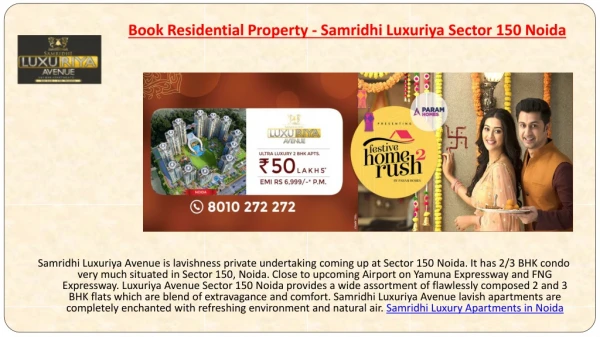 Book Residential Property - Samridhi Luxuriya Sector 150 Noida