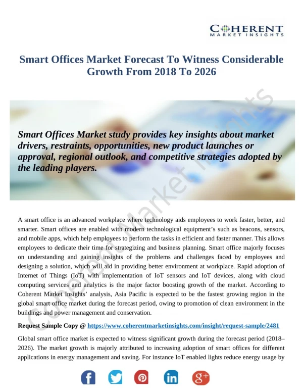 Smart Offices Market Is Thriving Worldwide