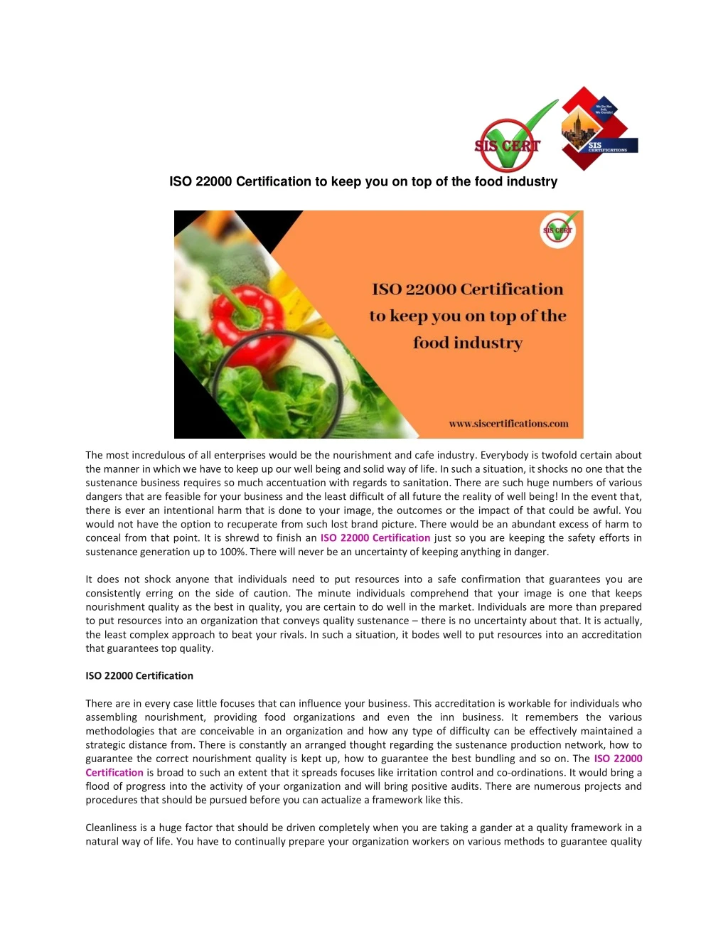 iso 22000 certification to keep