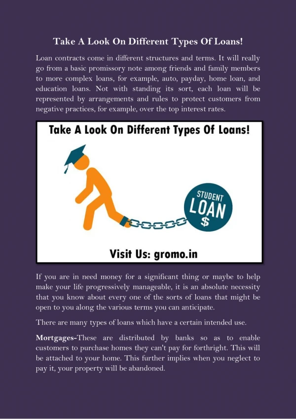 Take A Look On Different Types Of Loans!