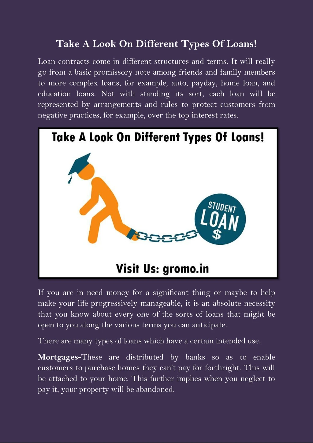 take a look on different types of loans