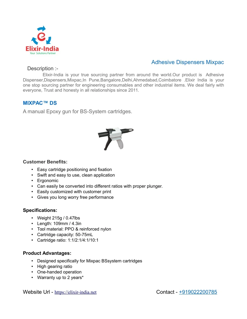 adhesive dispensers mixpac description elixir