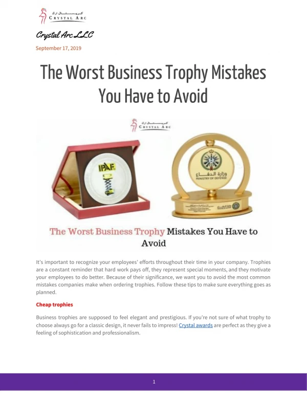 The Worst Business Trophy Mistakes You Have to Avoid
