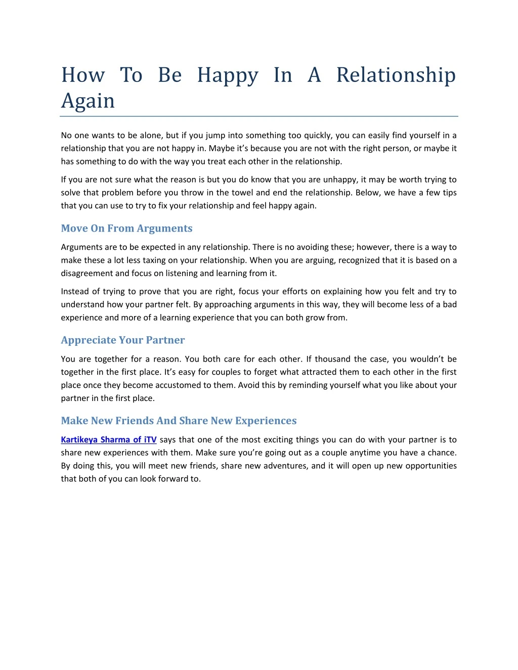 how to be happy in a relationship again