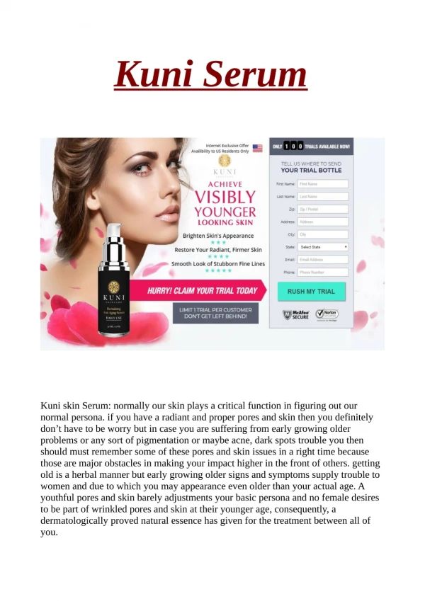 Kuni Skin Serum: Benefits, Anti Aging Price and Side Effect