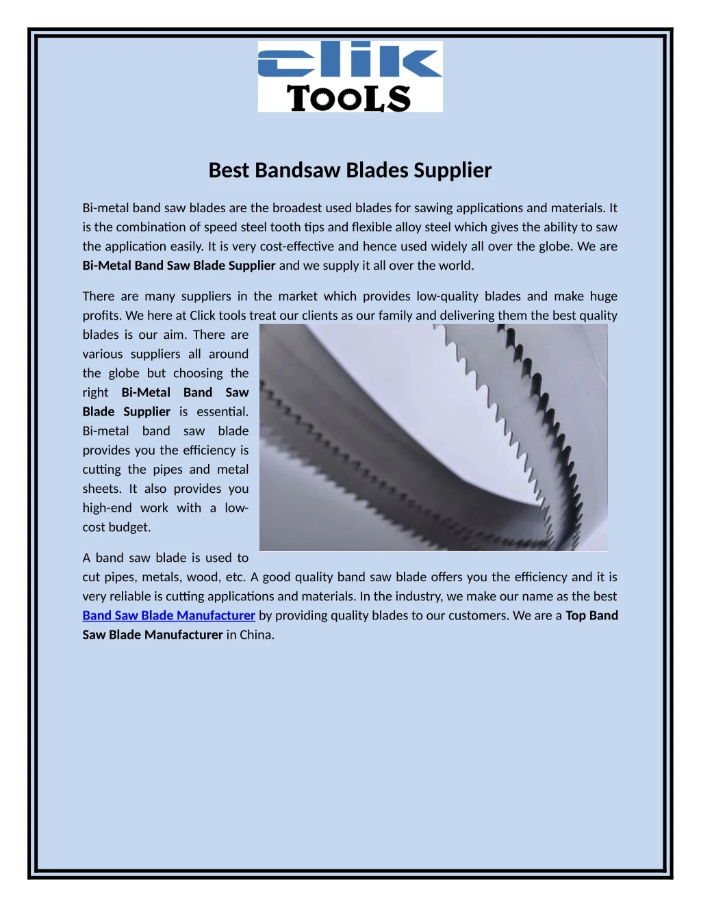 best bandsaw blades supplier