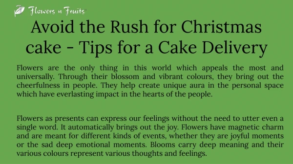 Avoid the Rush for Christmas cake - Tips for a Cake Delivery