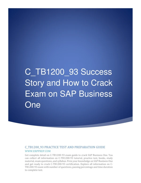 C_TB1200_93 Study Guide and How to Crack Exam on SAP Business One