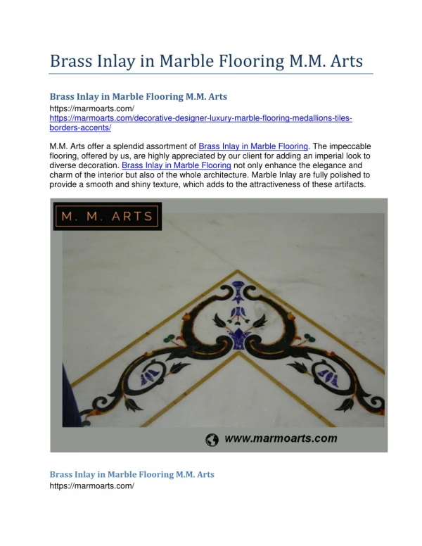 Brass Inlay in Marble Flooring M.M. Arts