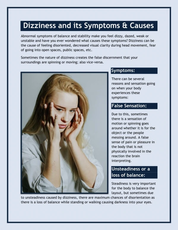 Overview of Dizziness and its Symptoms & Causes!