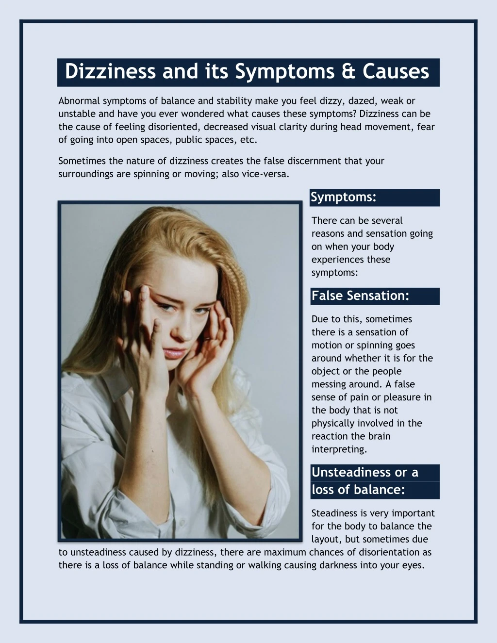 dizziness and its symptoms causes