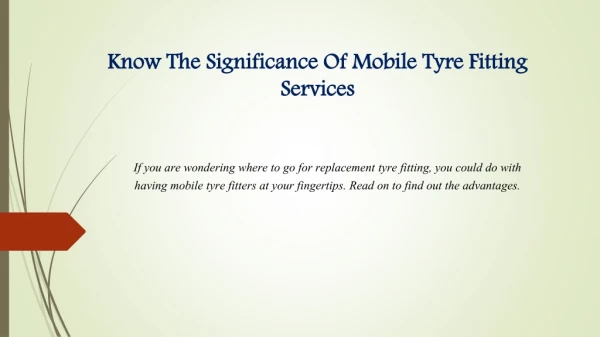 Mobile tyre fitting in london