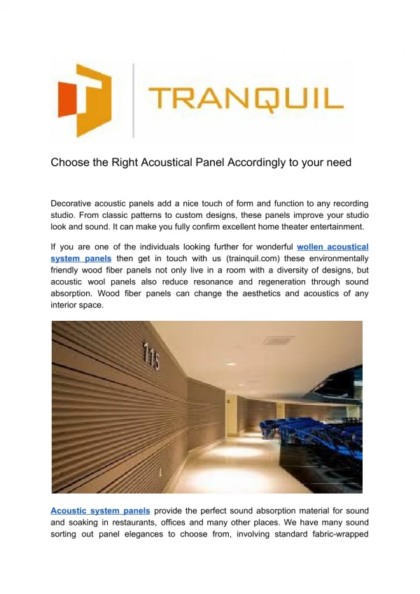 Choose the Right Acoustical Panel Accordingly to your need